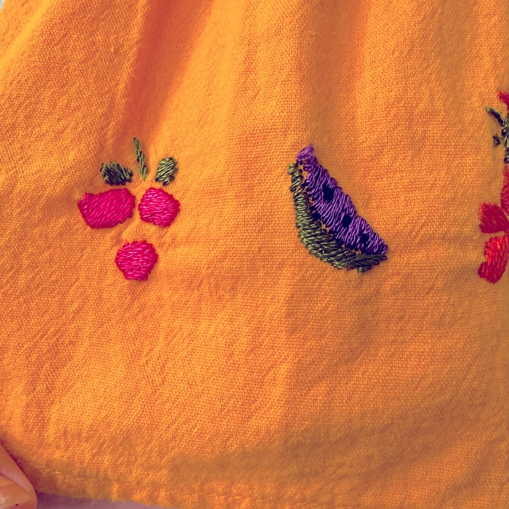 Adorable Hand Embroidered Girl’s Mexican Otomi Dress in Marigold - Picture 2 of 5